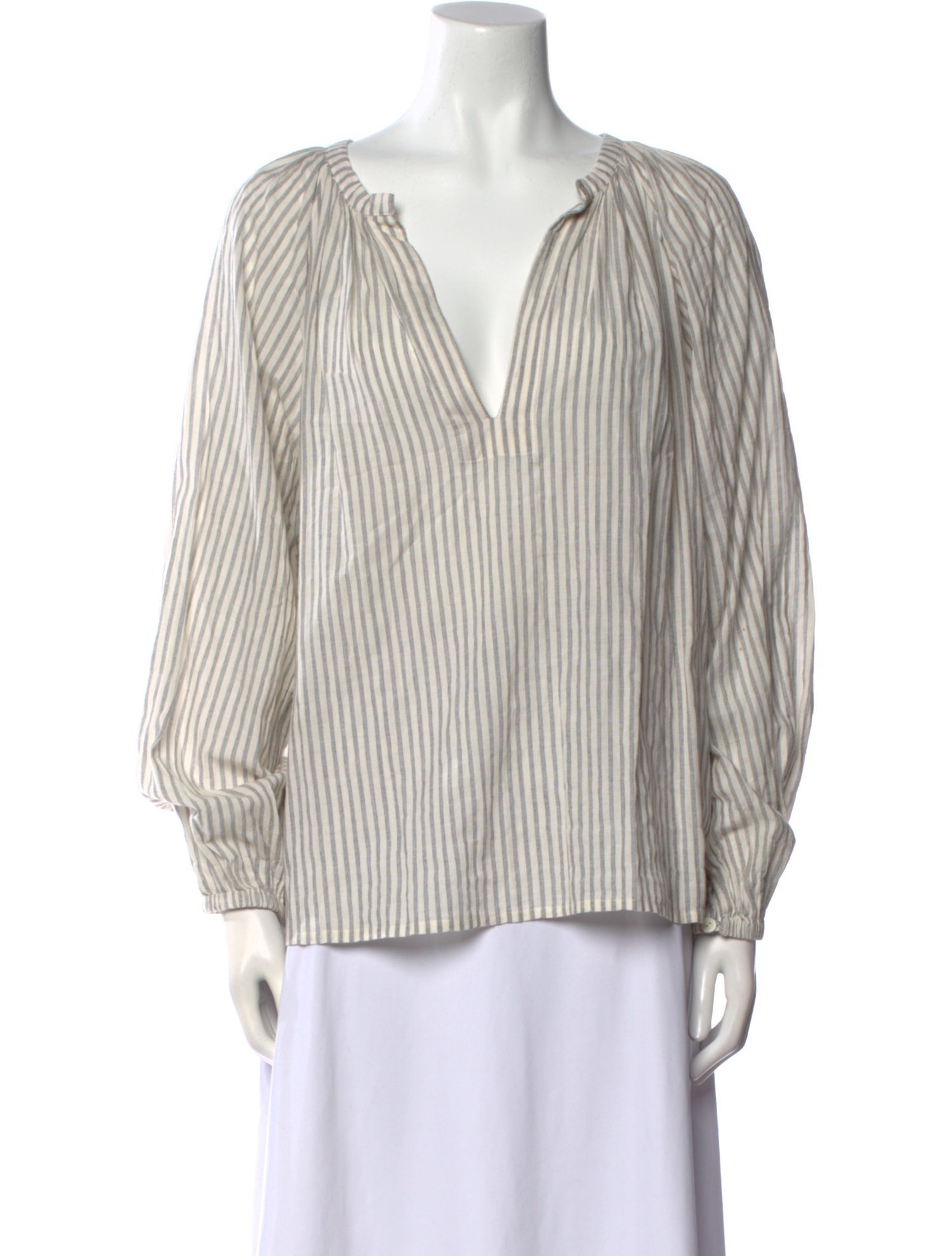 Nili Lotan Striped V-Neck Blouse