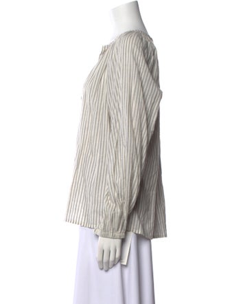 Nili Lotan Striped V-Neck Blouse