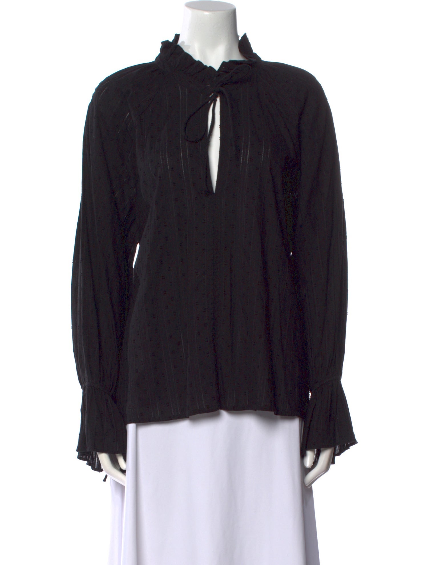 Nili Lotan Tie Neck Long Sleeve Blouse