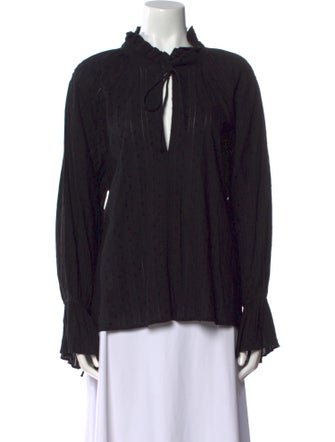 Nili Lotan Tie Neck Long Sleeve Blouse