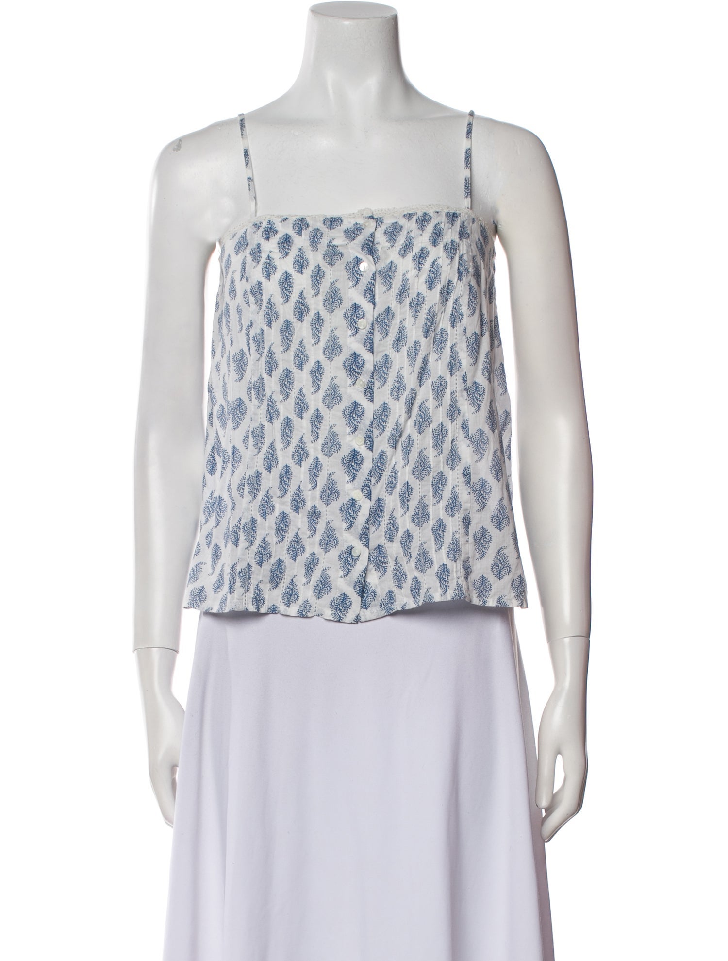 Nili Lotan Printed Square Neckline Crop Top