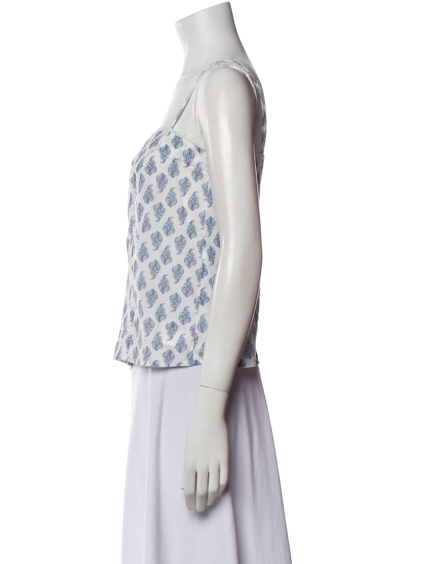 Nili Lotan Printed Square Neckline Crop Top