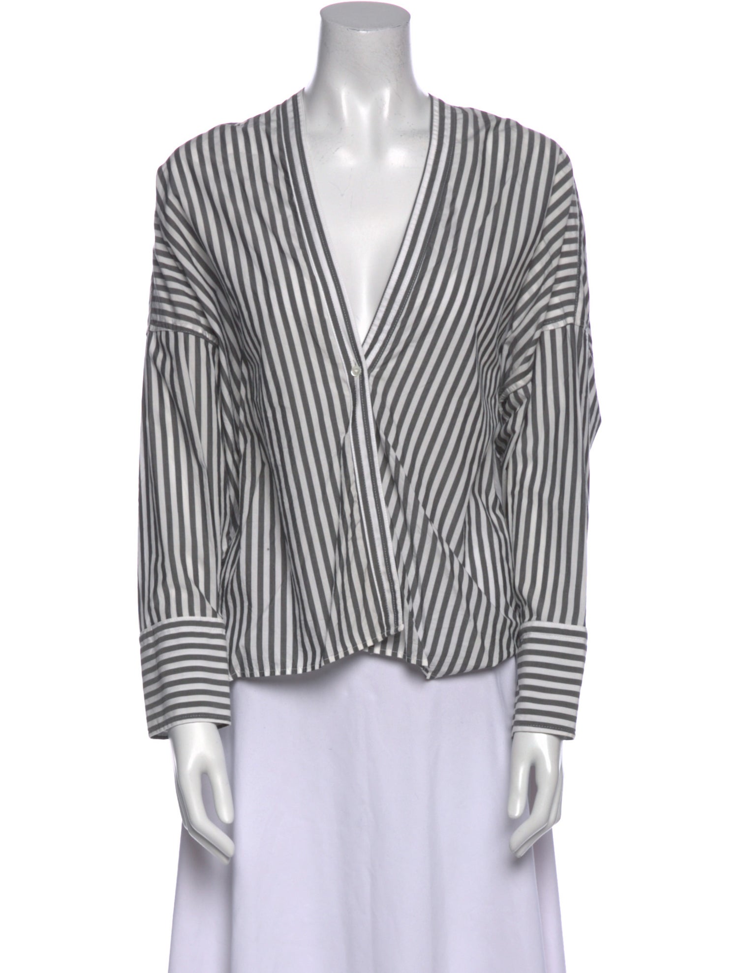 Nili Lotan Striped V-Neck Blouse
