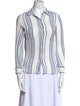 Nili Lotan Striped Three-Quarter Sleeve Button-Up Top