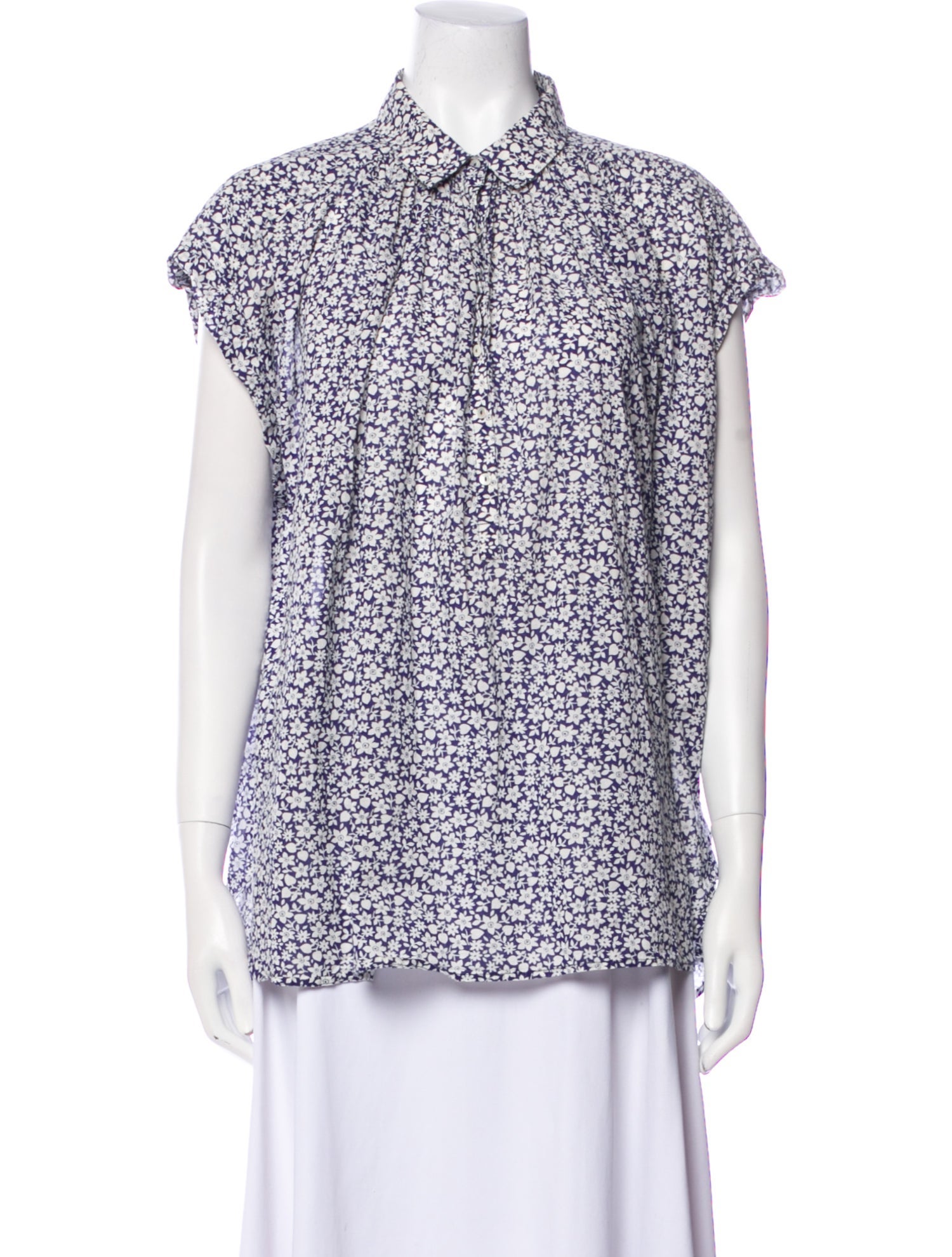 Nili Lotan Printed Short Sleeve Button-Up Top