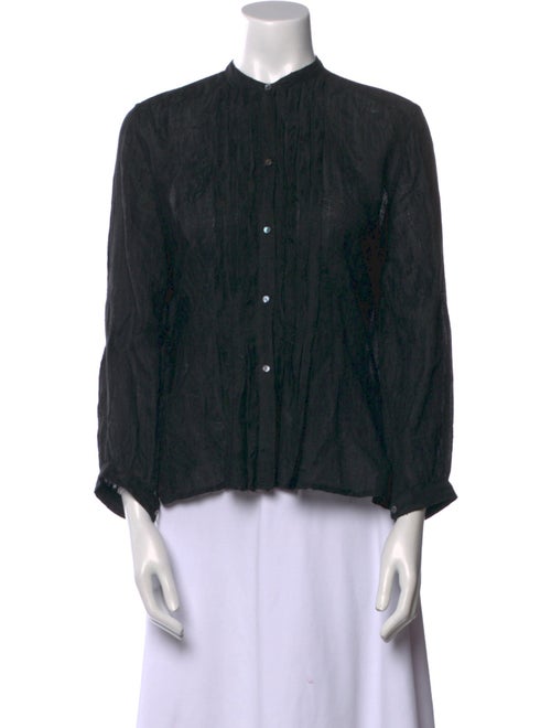 Nili Lotan Mock Neck Long Sleeve Button-Up Top