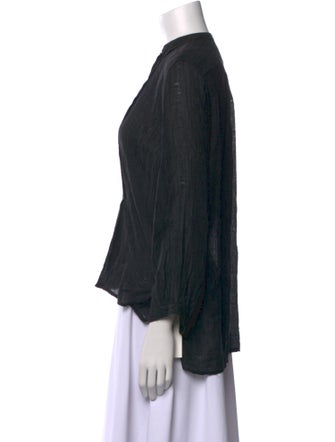 Nili Lotan Mock Neck Long Sleeve Button-Up Top