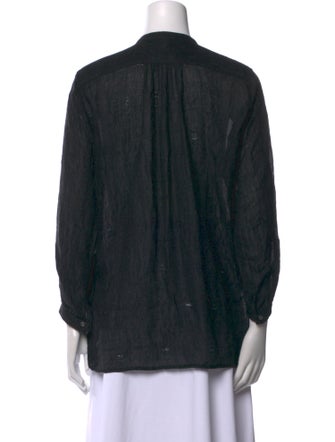 Nili Lotan Mock Neck Long Sleeve Button-Up Top