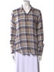 Nili Lotan Plaid Print Long Sleeve Button-Up Top