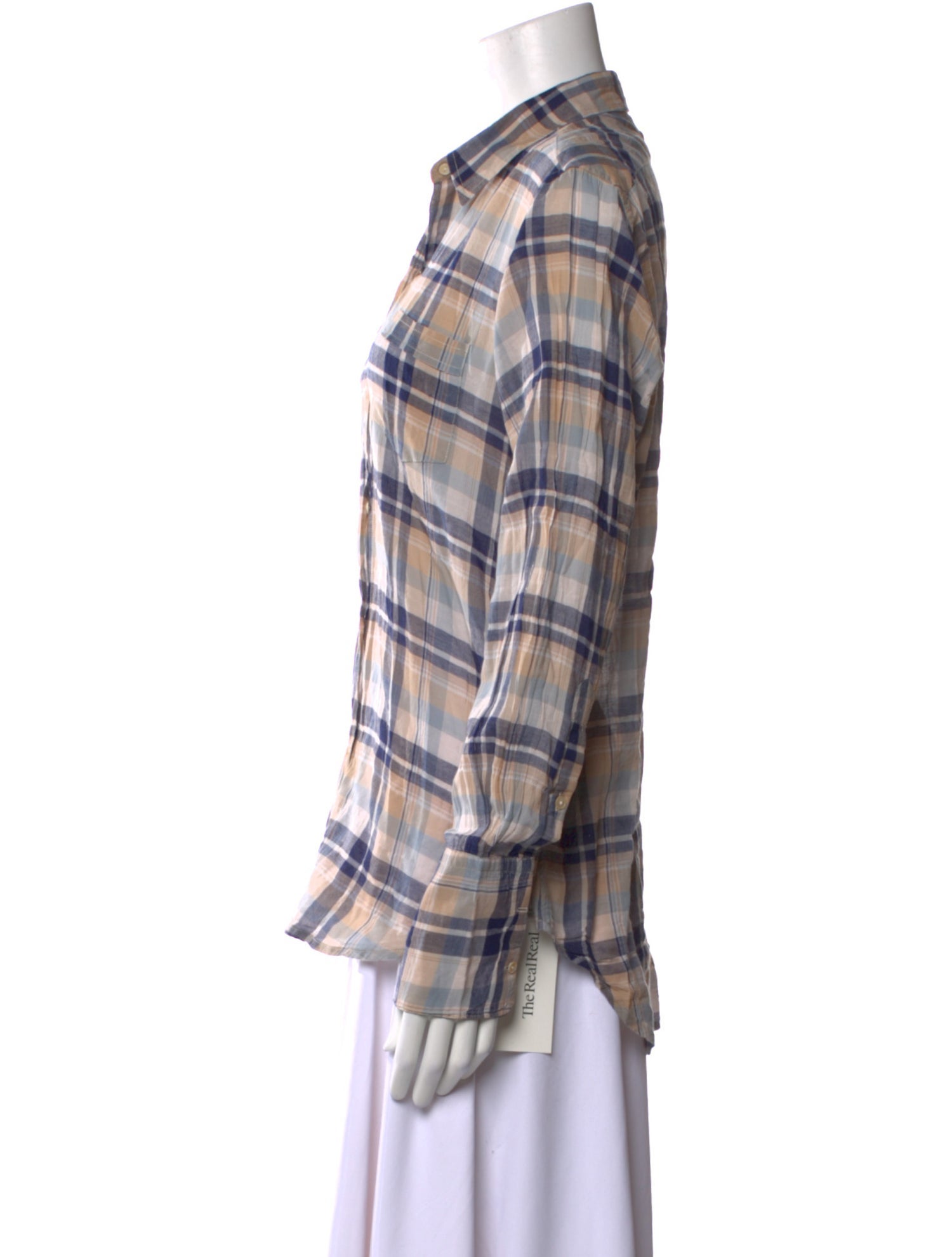 Nili Lotan Plaid Print Long Sleeve Button-Up Top