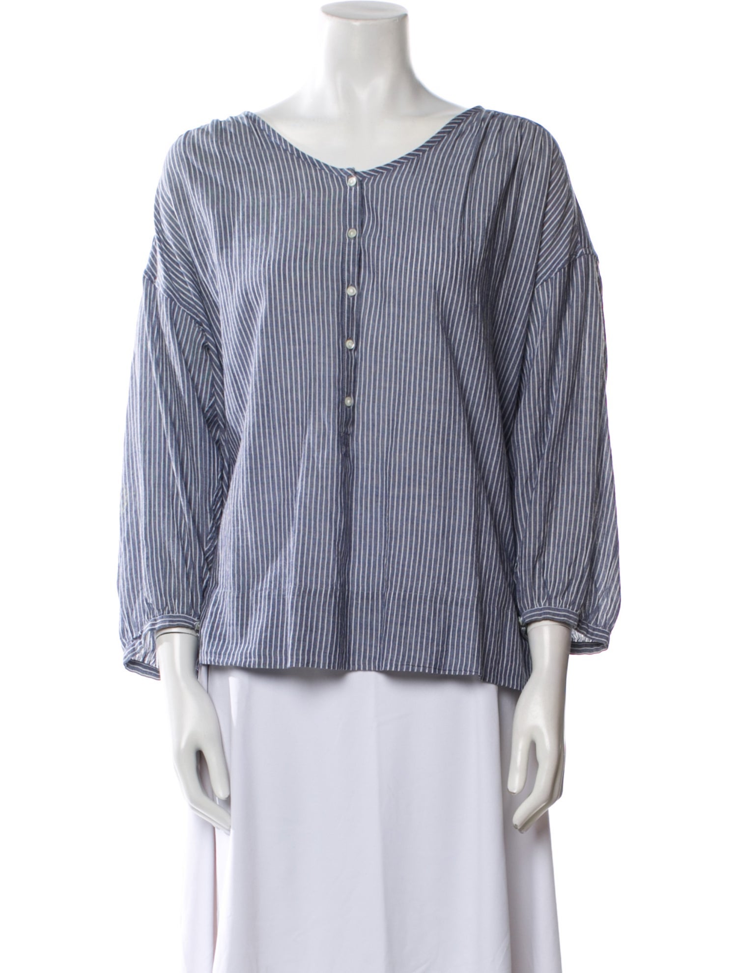Nili Lotan Striped V-Neck Blouse