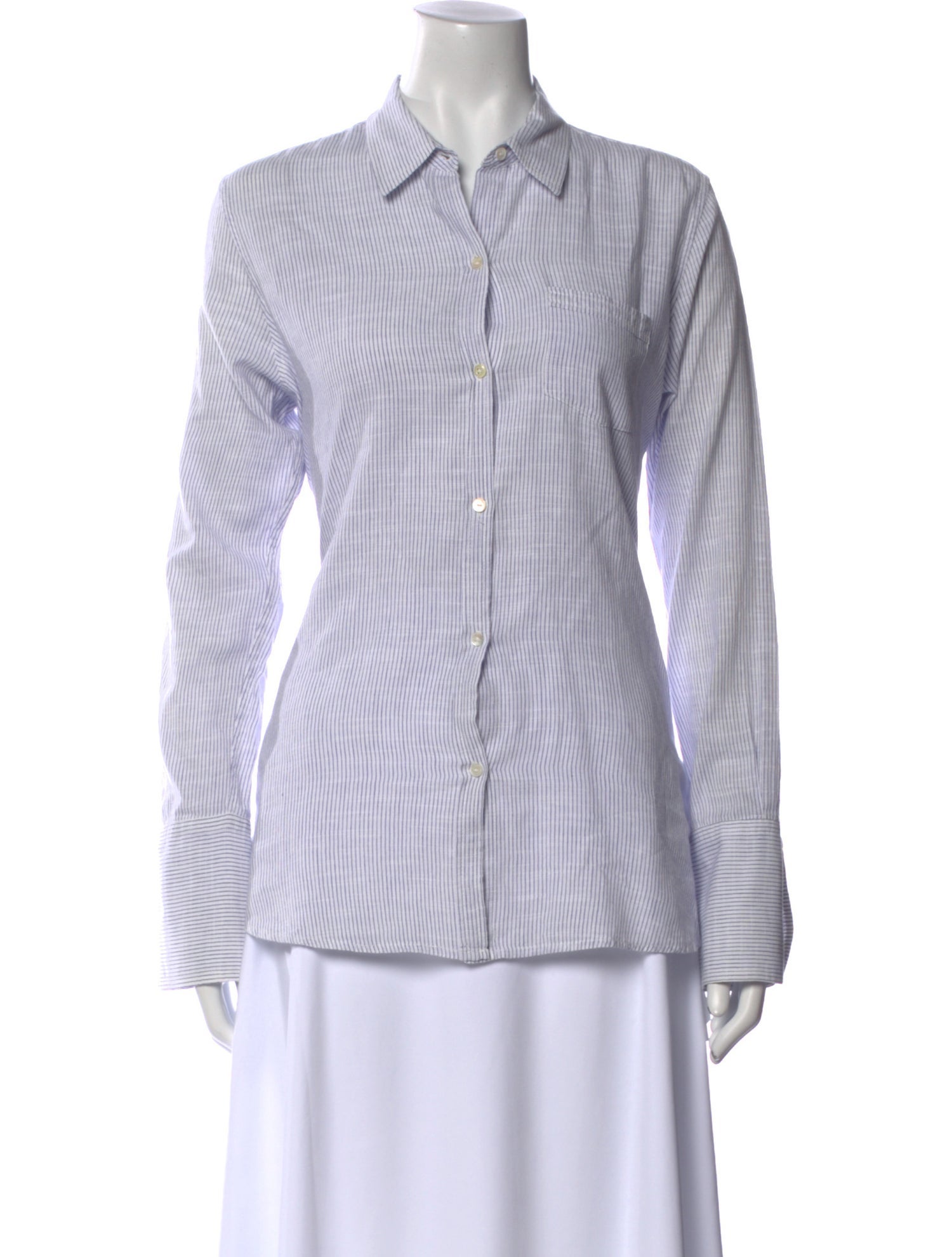 Nili Lotan Striped Long Sleeve Button-Up Top