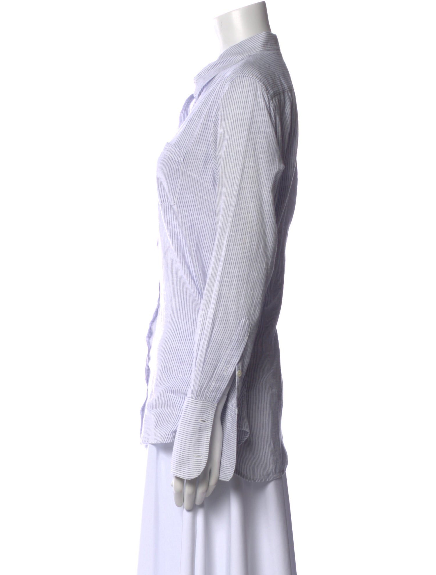 Nili Lotan Striped Long Sleeve Button-Up Top