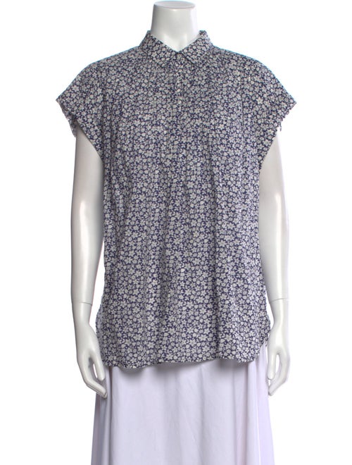 Nili Lotan Printed Mock Neck Button-Up Top