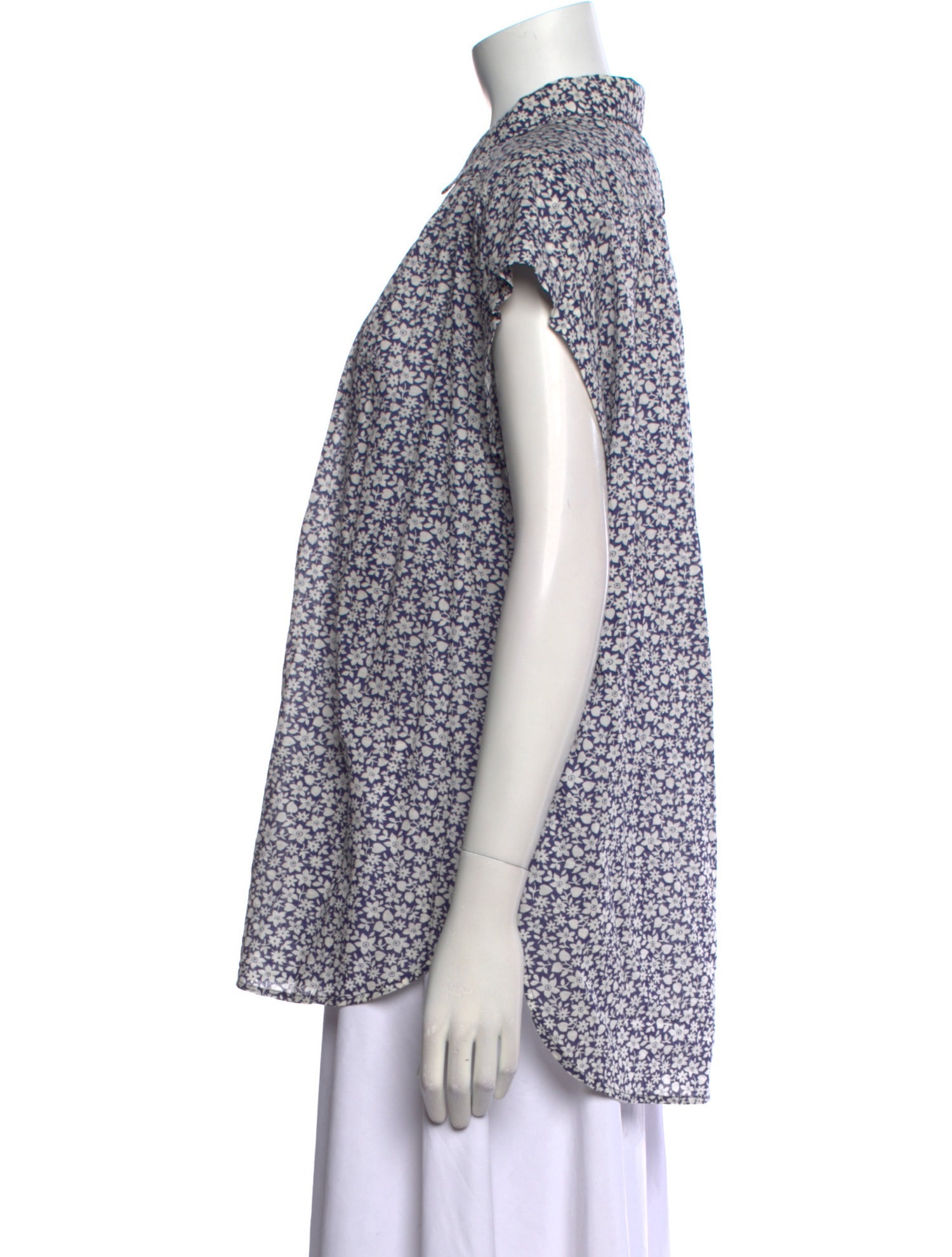 Nili Lotan Printed Mock Neck Button-Up Top