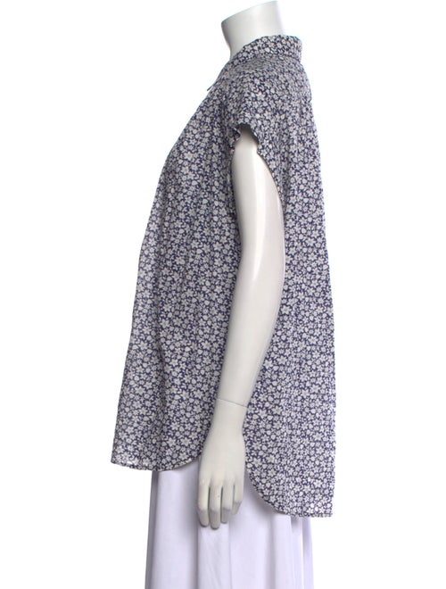 Nili Lotan Printed Mock Neck Button-Up Top