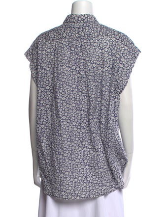 Nili Lotan Printed Mock Neck Button-Up Top