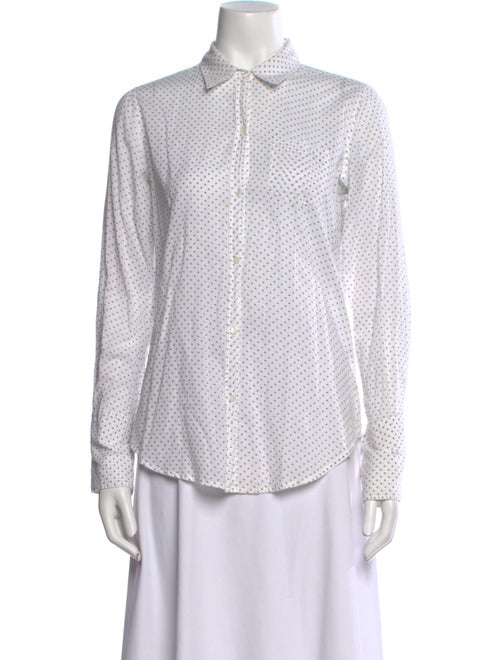 Nili Lotan Polka Dot Print Long Sleeve Button-Up Top