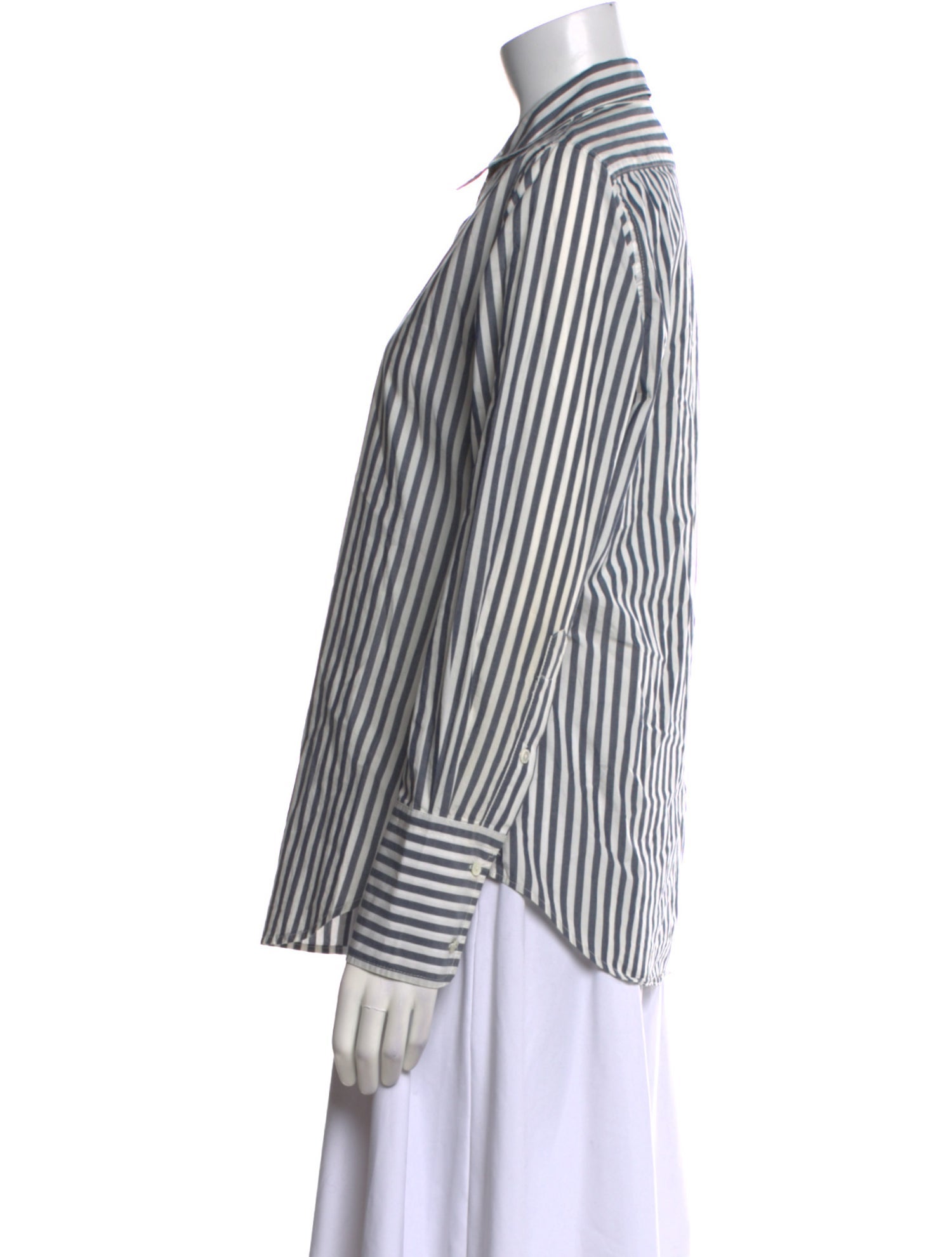 Nili Lotan Striped Long Sleeve Button-Up Top
