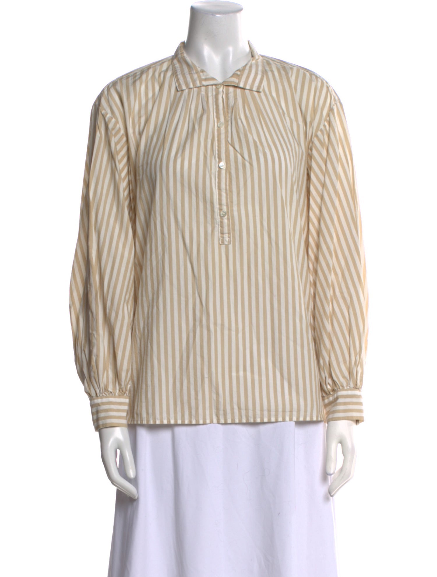 Nili Lotan Striped Long Sleeve Button-Up Top