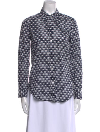 Nili Lotan Printed Long Sleeve Button-Up Top