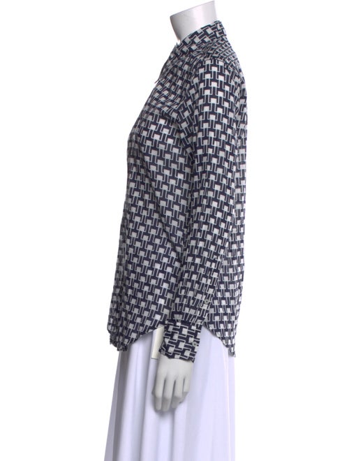 Nili Lotan Printed Long Sleeve Button-Up Top