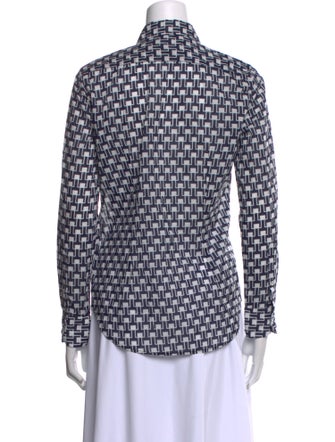 Nili Lotan Printed Long Sleeve Button-Up Top