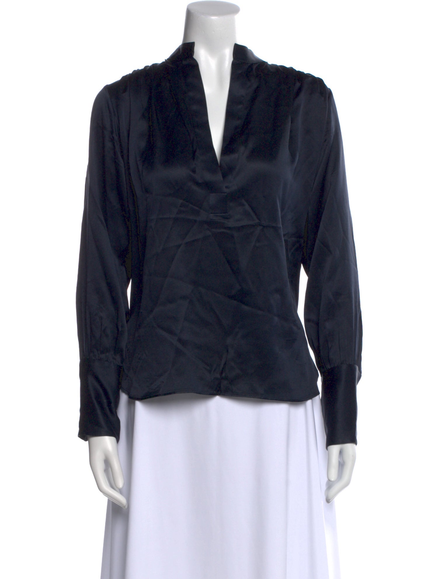 Nili Lotan Silk V-Neck Button-Up Top