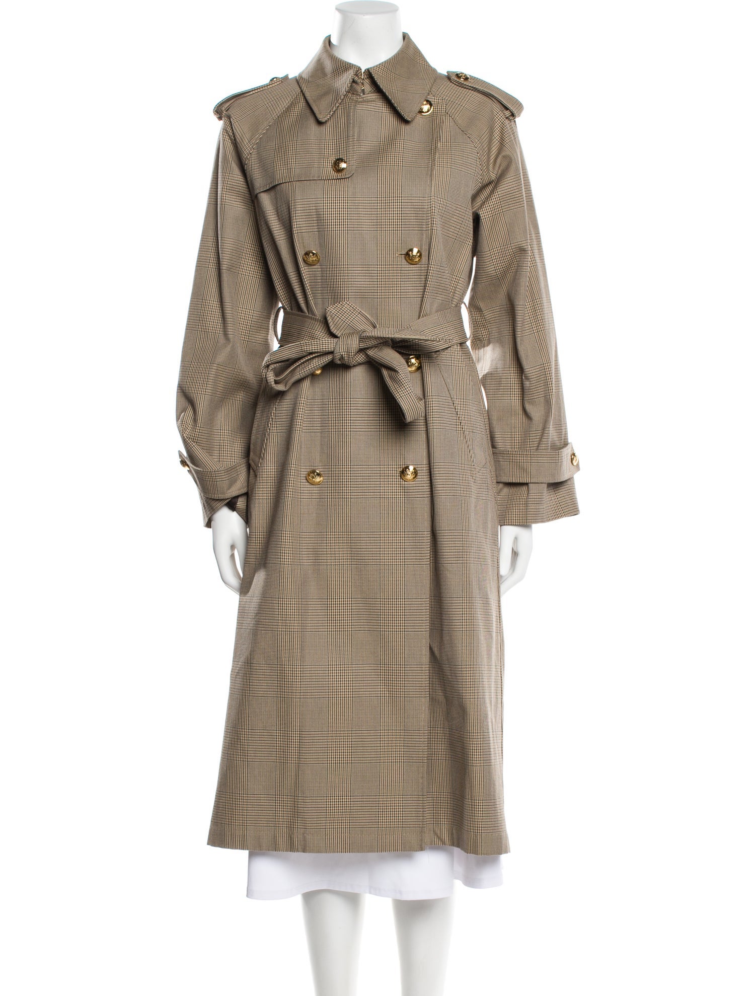 Nili Lotan Plaid Print Trench Coat