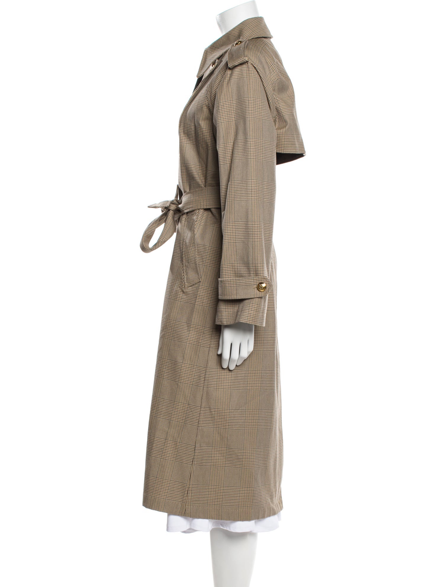 Nili Lotan Plaid Print Trench Coat