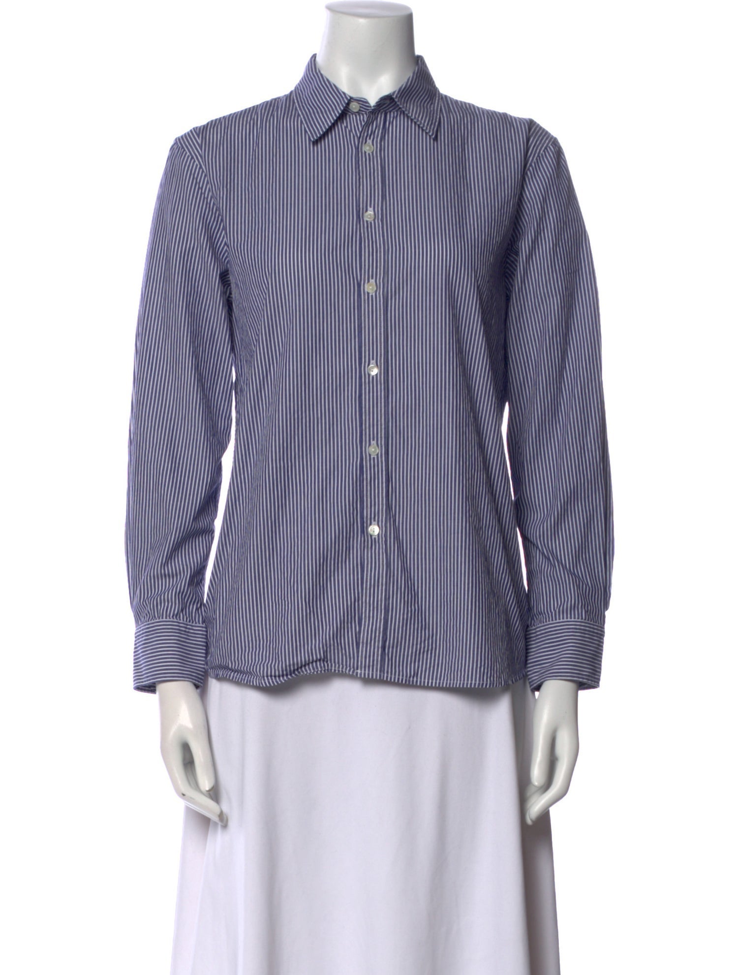 Nili Lotan Striped Long Sleeve Button-Up Top