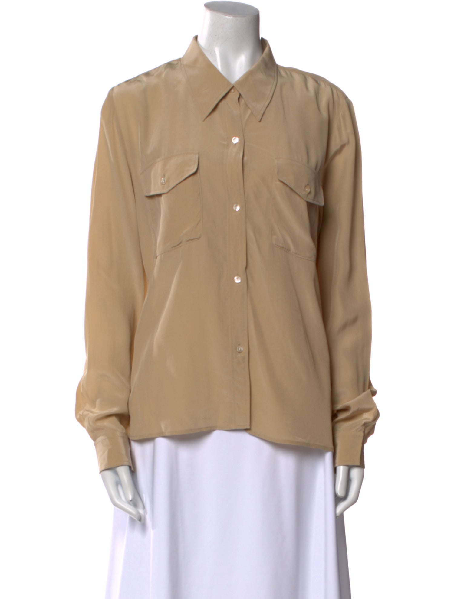 Nili Lotan Silk Long Sleeve Button-Up Top