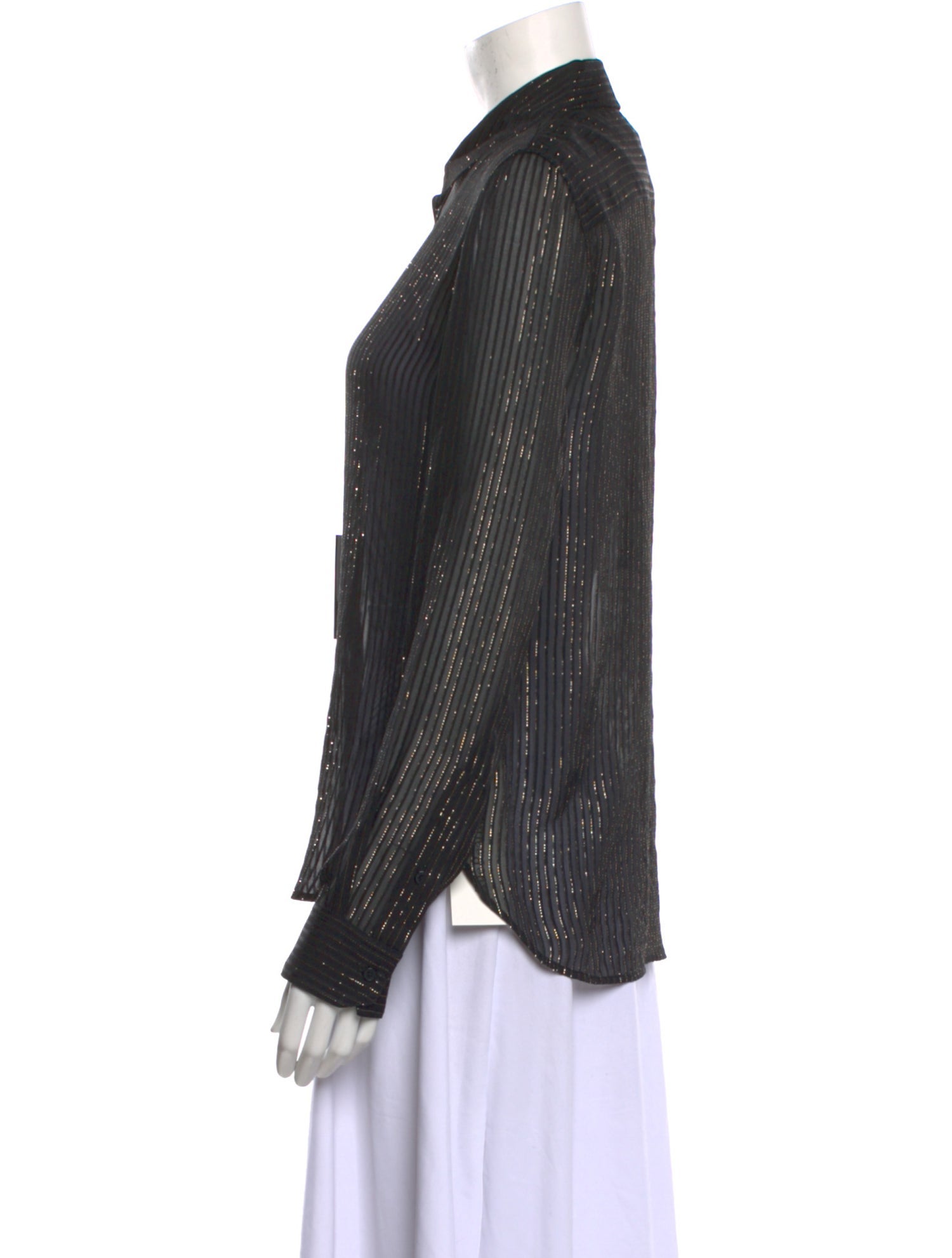 Nili Lotan Silk Striped Button-Up Top w/ Tags