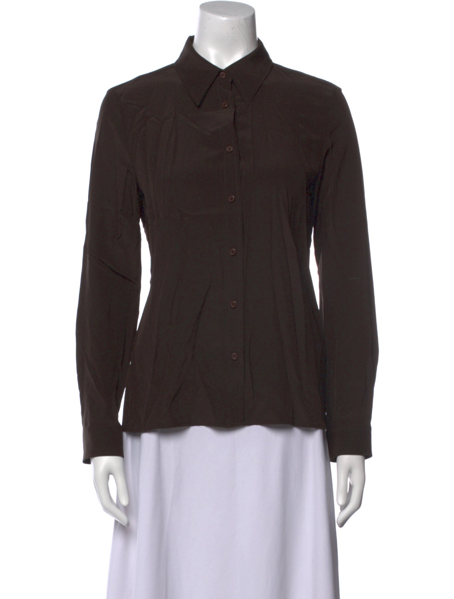 Nili Lotan Silk Long Sleeve Button-Up Top