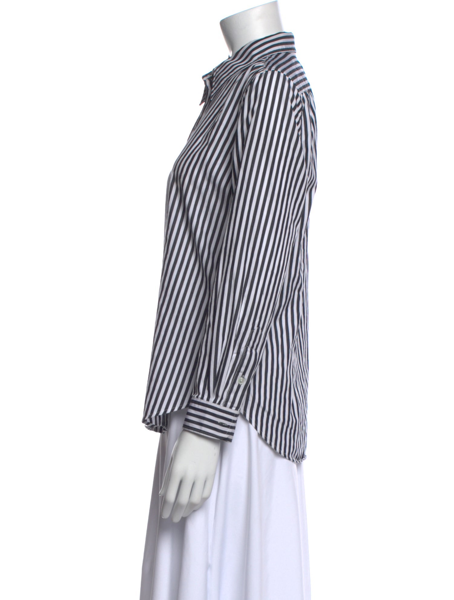 Nili Lotan Striped Long Sleeve Button-Up Top