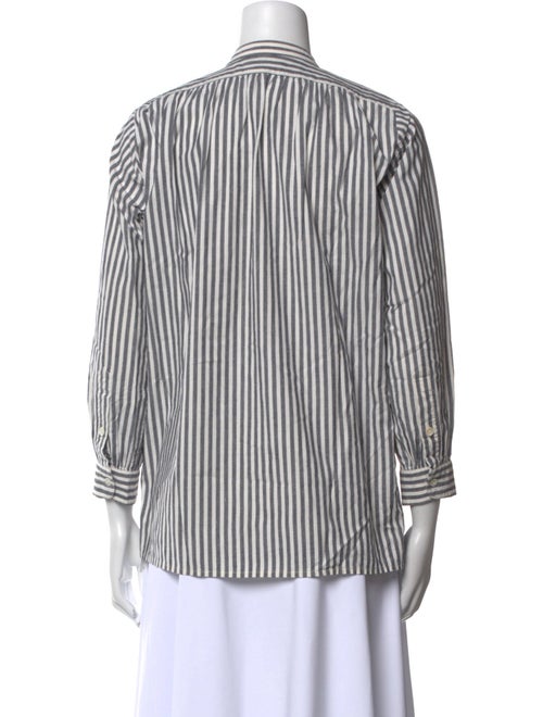 Nili Lotan Striped Three-Quarter Sleeve Button-Up Top