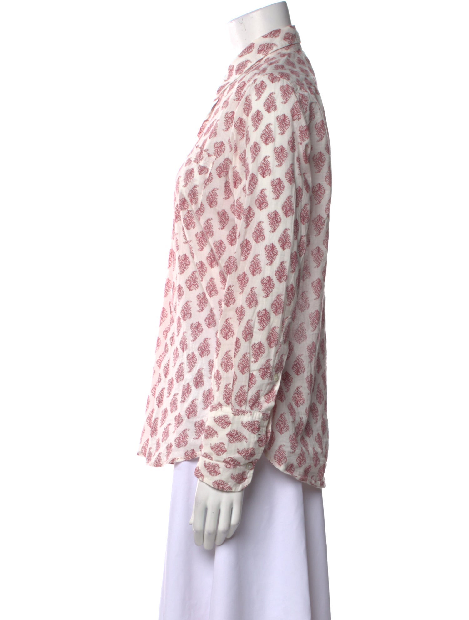 Nili Lotan Printed Mock Neck Button-Up Top