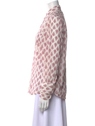 Nili Lotan Printed Mock Neck Button-Up Top