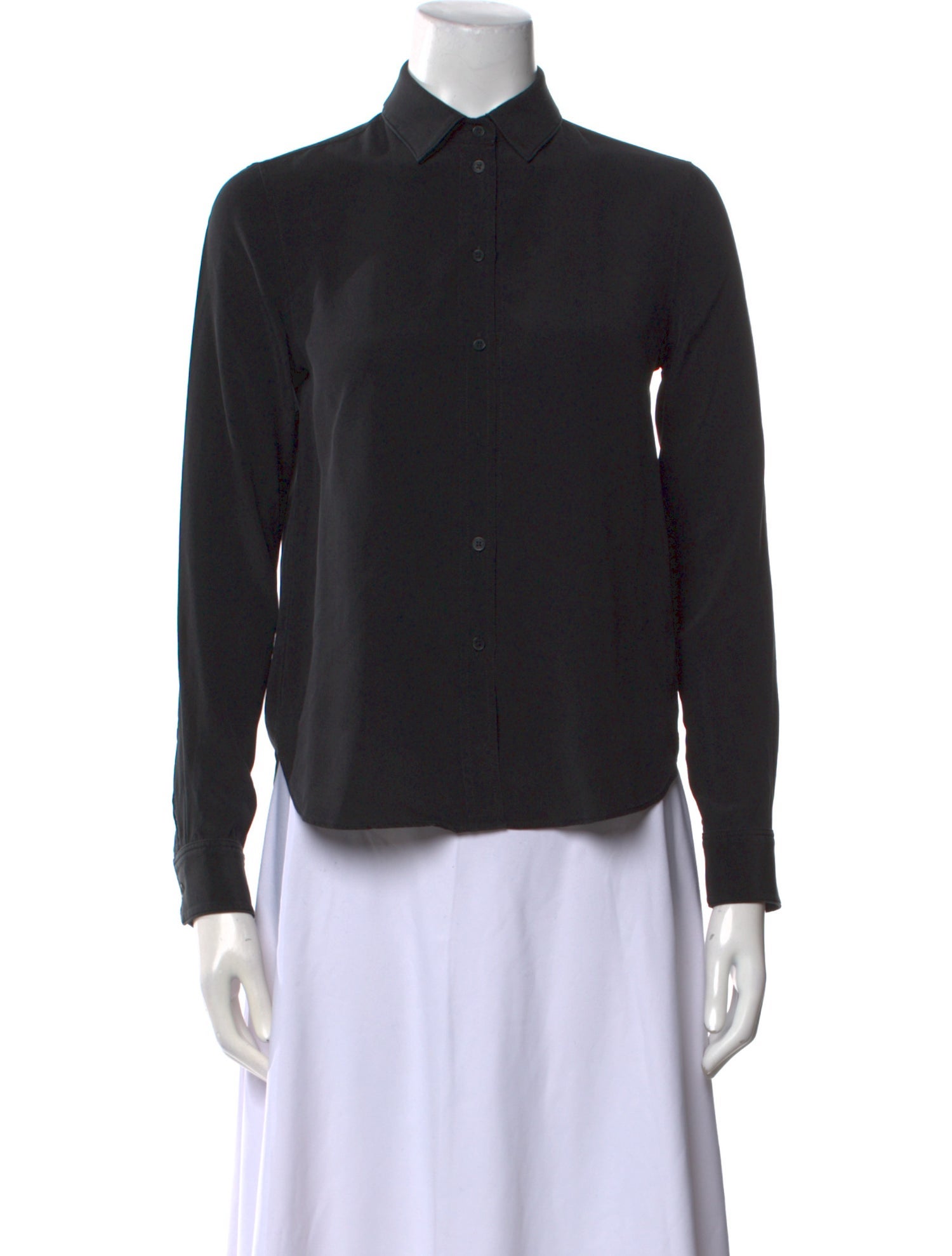 Nili Lotan Silk Long Sleeve Button-Up Top