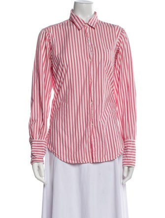 Nili Lotan Striped Long Sleeve Button-Up Top