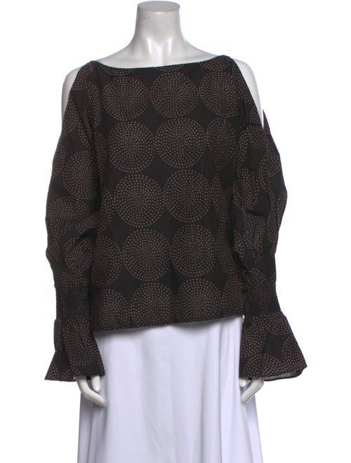 Nili Lotan Polka Dot Print Bateau Neckline Blouse