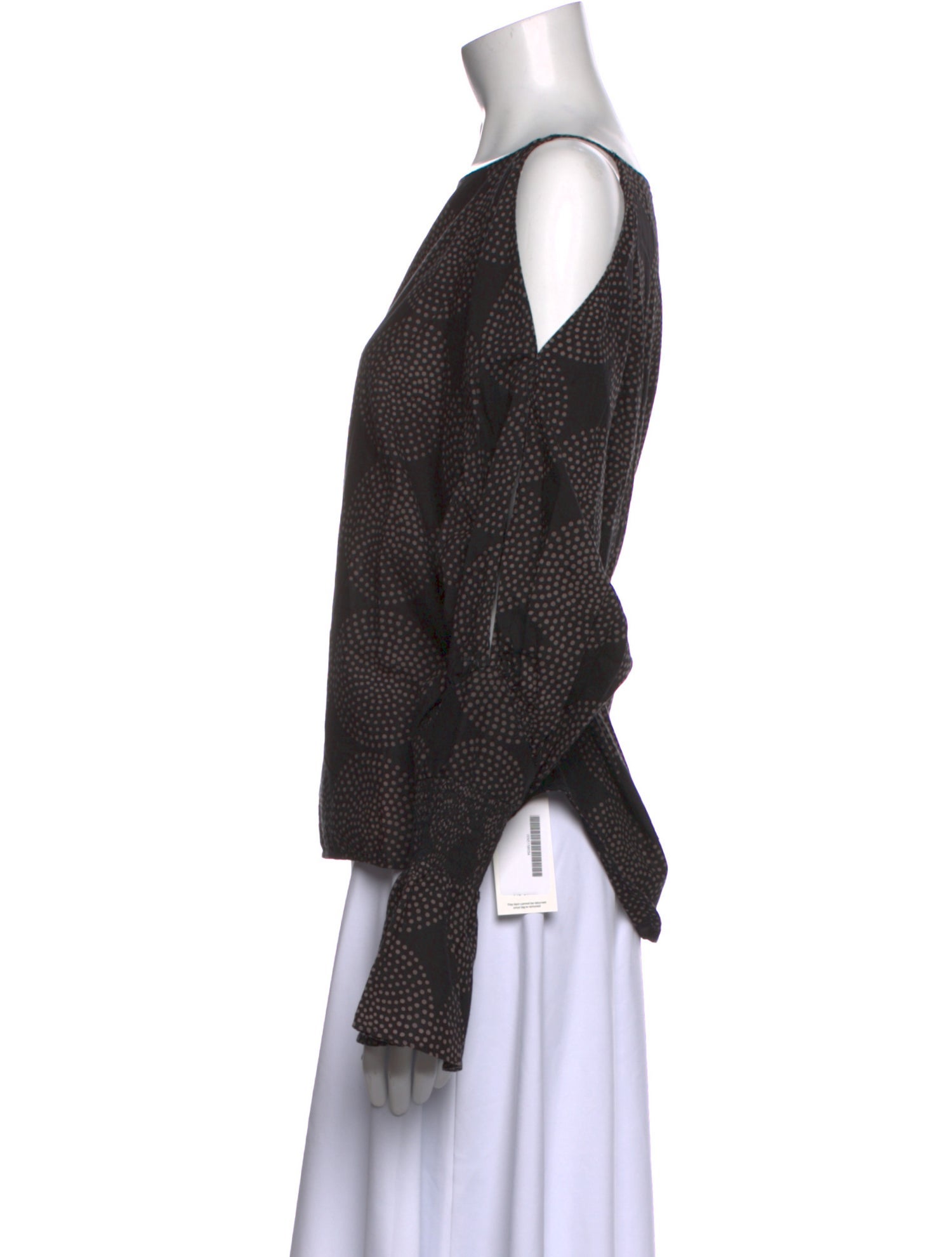 Nili Lotan Polka Dot Print Bateau Neckline Blouse