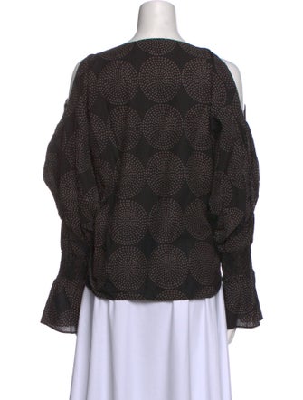 Nili Lotan Polka Dot Print Bateau Neckline Blouse