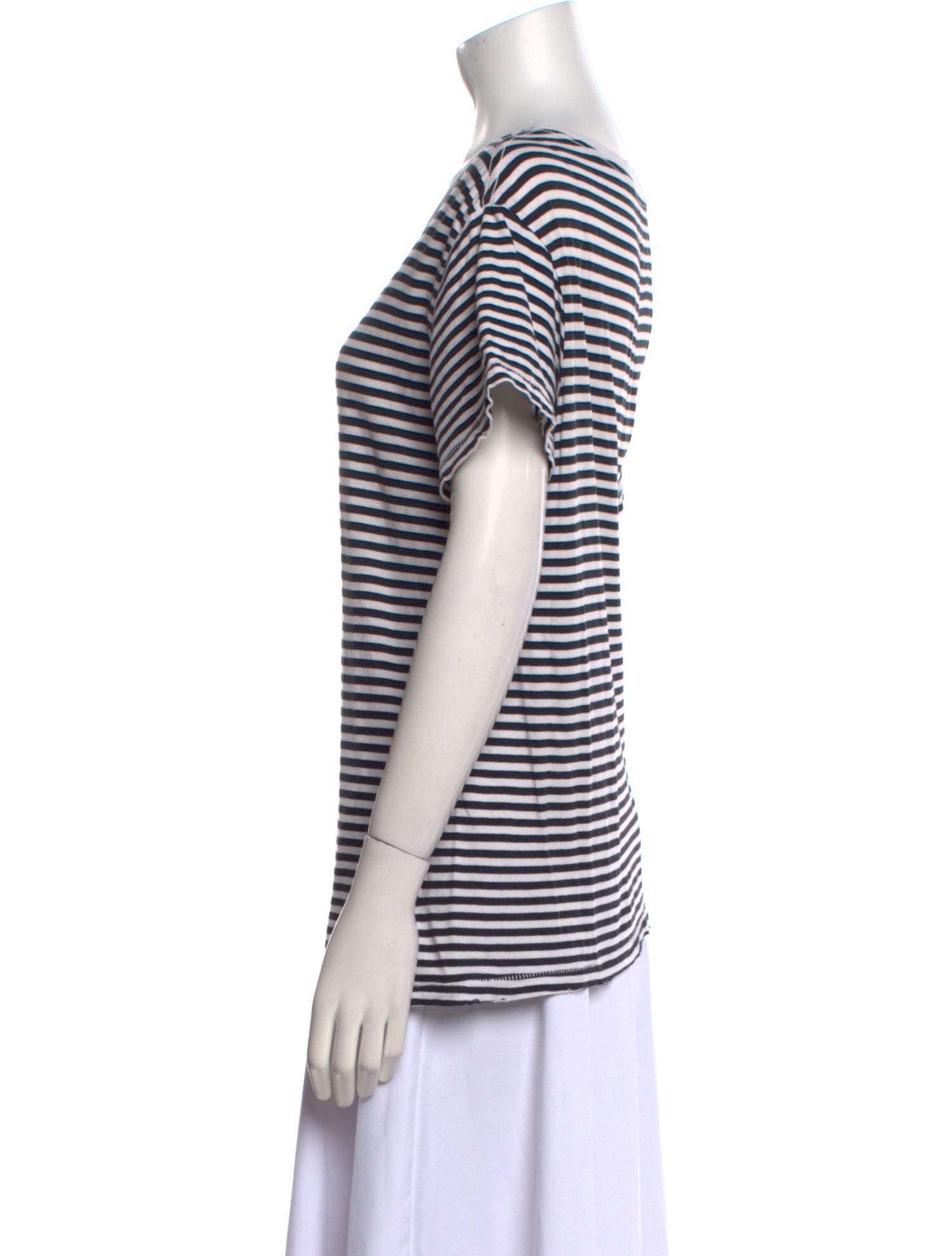 Nili Lotan Striped Scoop Neck T-Shirt