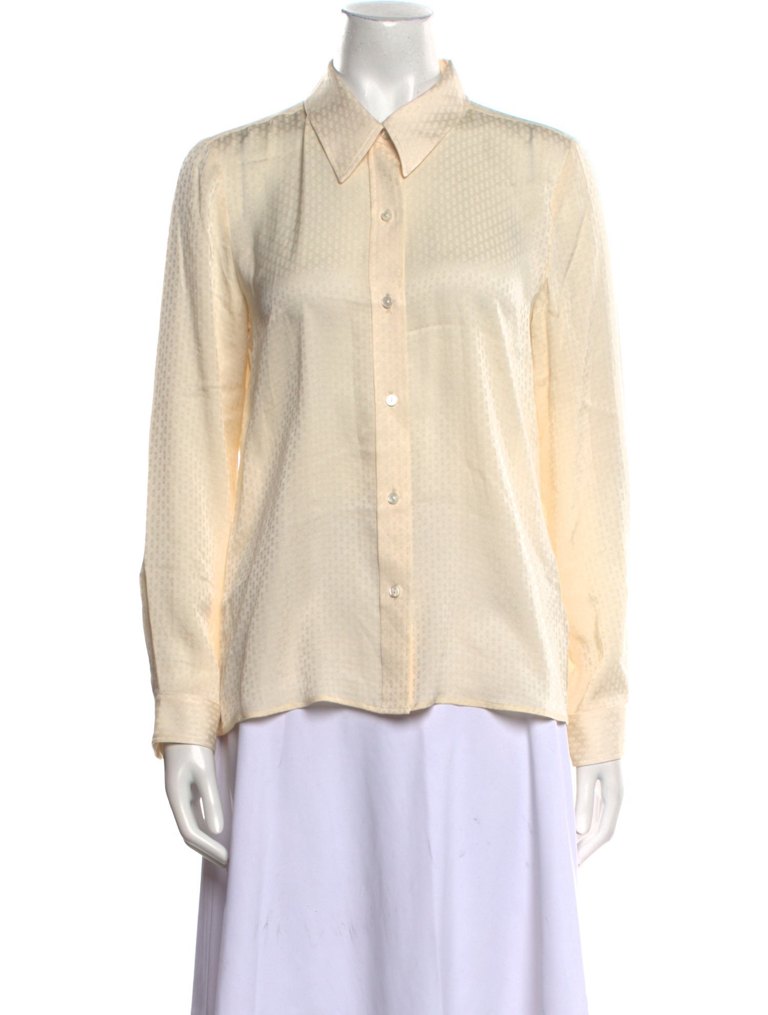 Nili Lotan Silk Long Sleeve Button-Up Top