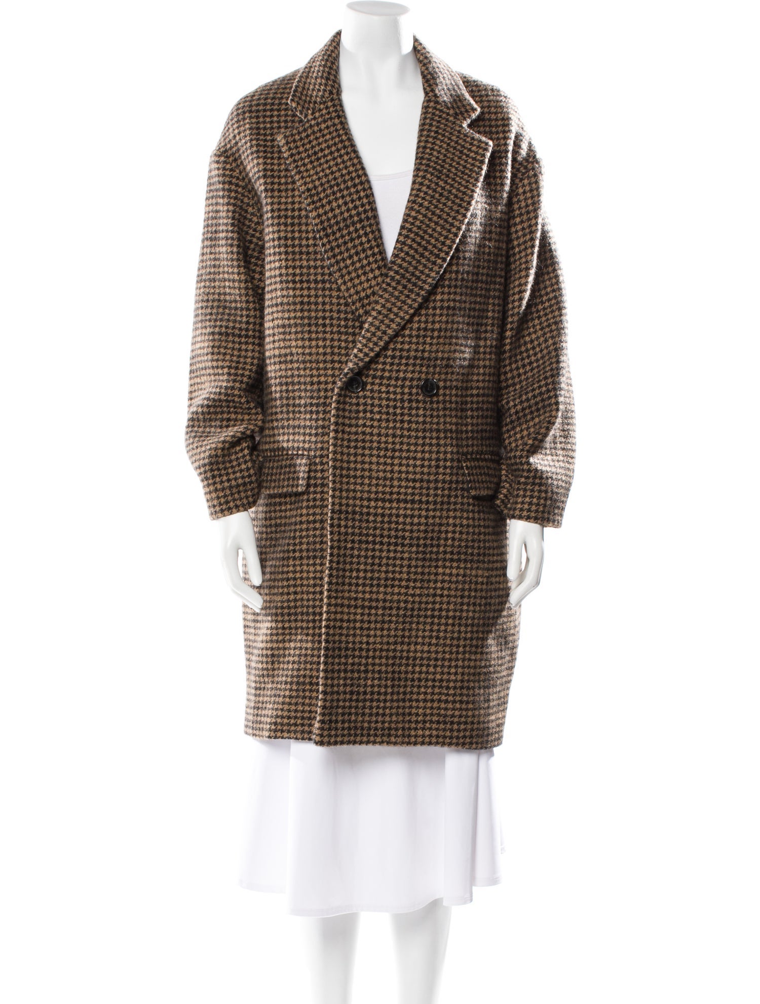 Nili Lotan Virgin Wool Plaid Print Coat