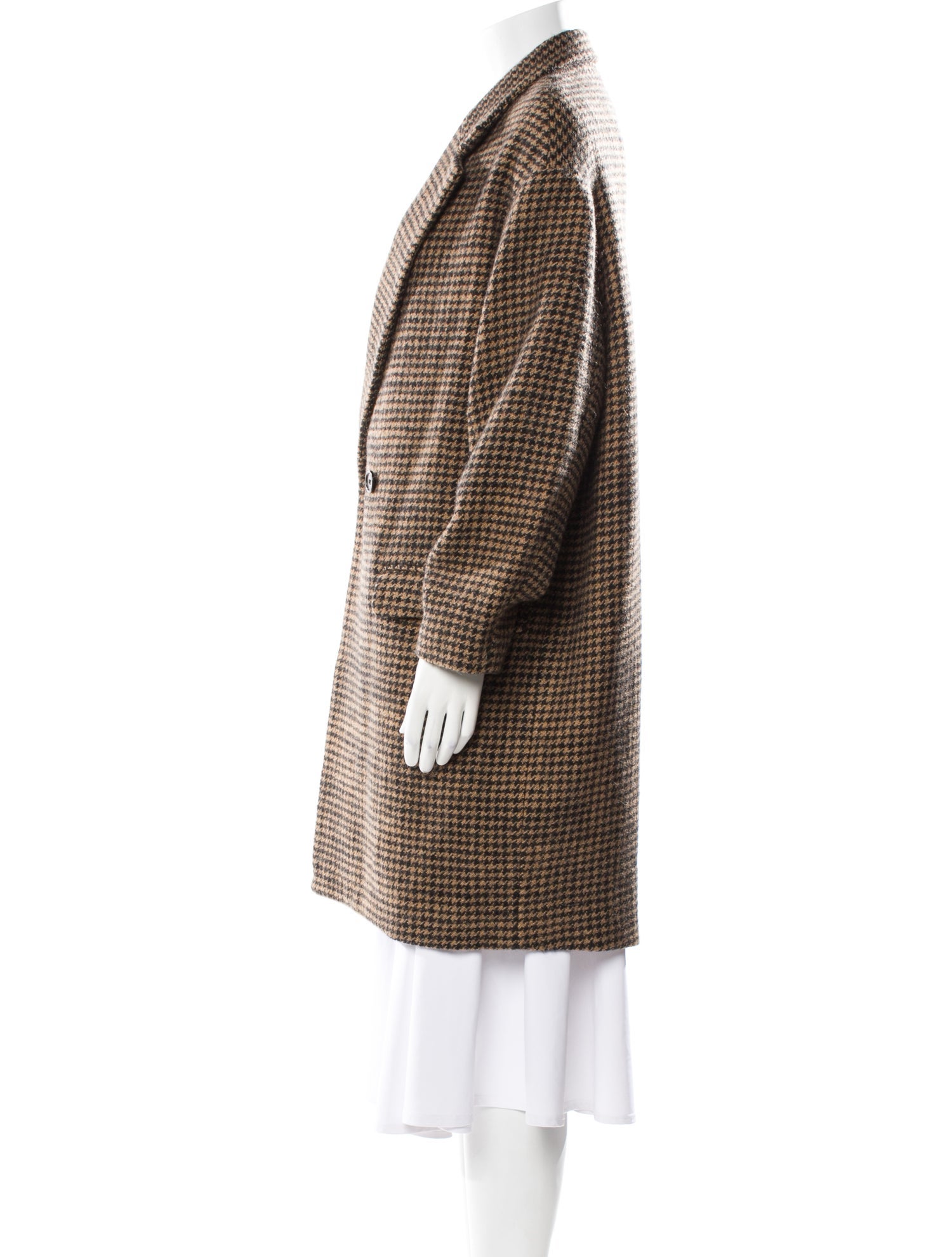 Nili Lotan Virgin Wool Plaid Print Coat