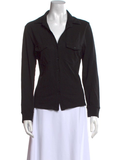 Nili Lotan V-Neck Long Sleeve Button-Up Top