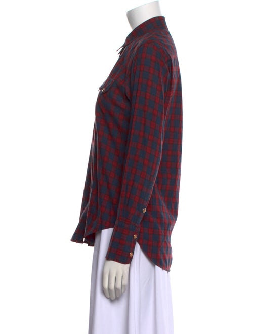 Nili Lotan Plaid Print Long Sleeve Button-Up Top