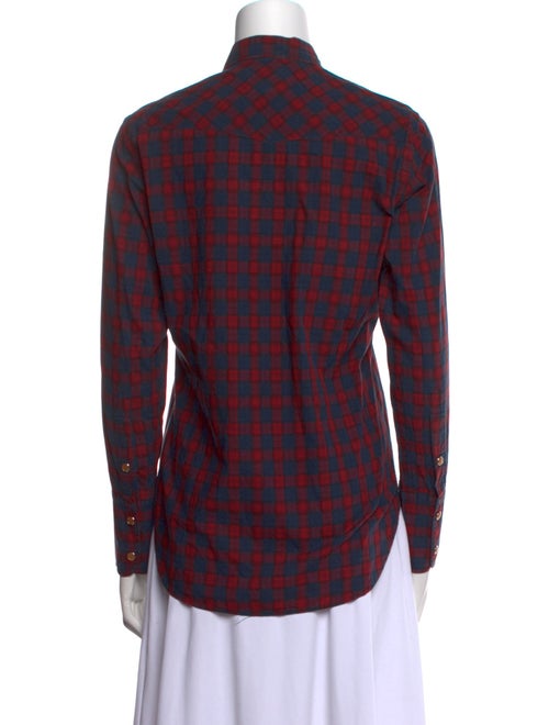 Nili Lotan Plaid Print Long Sleeve Button-Up Top